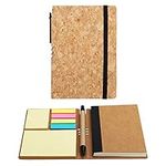 BELLE VOUS A6 Lined Paper Writing Notebook/Journal with Pen and Sticky Notes (2 Pack) - 10 x 14.5cm/3.93 x 5.7 inches - 70 Pages - Premium Notepad with Cork Style Cover for School/Office Notes