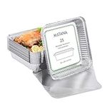 MATANA - 100 9" Aluminium Tin Foil Roasting Trays with Lids 23cm / 1300ml - Square Cooking Baking Broiling Oven Freezer Safe Tray for Party Food Serving Takeaway Storage Catering Containers with Lids