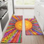 Alishomtll PVC Kitchen Rugs, 2 Piece Waterproof Non-slip Anti-Fatigue Kitchen Mats, Stain-Resistant Kitchen Runner Washable Standing Mats for Kitchen Floor Home Office 44x75+44x120cm