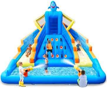 Inflatable Water Slide, 13.1x12.5x9.2FT Large Bounce House with Dual Slides, Climbing Wall, Deep Pool, Water Cannon, 680W Blower, Storage Bag, Backyard Blow Up Water Park for Kids Aged 3–10