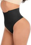 FUT Tummy Control Thong Shapewear for Women Butt Lifter Panties Waist Cincher Girdle Slimmer Body Shaper Underwear, Black (With Steel Bone), S