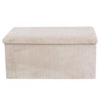 DANIEL JAMES Housewares Folding Ottoman Storage Box – Large Padded Footstool or Storage Chest with Lid for Bedroom, Hallway, Living Room - Corduroy: Beige