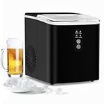 Countertop Ice Maker, Portable Ice Maker Machine with Ice Scoop and Basket, Chewable 9 Bullet Ice Ready in 6 Mins, Make 33lbs ice / 24hrs, Self-Cleaning, 130, Ice Maker for Kitchen/Office, Black