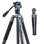 Fotopro Carbon Fiber Tripod 2.3lbs Ultralight 62 Inch Portable Travel Video Tripod for Camera DSLR Load up to 22lbs X-Aircross 3 Video Grey