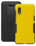 Wireless ProTech Shell Case and Holster Combo Compatible with Samsung Galaxy XCover Pro SM-G715. Slim Protective Hard Shell Case with Heavy-Duty Belt Clip Holster (Yellow)