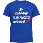 Old Glory Husband is My Superhero Royal Adult T-Shirt - Medium