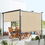 Windscreen4less Exterior Roller Shade Blinds Outdoor Pergola Roll Up Shade with 90% UV Protection Privacy for Deck Back Yard Gazebo Balcony Patio Porch Carport 8’ W x 6’ L Beige Tan