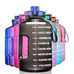 ETDW Half Gallon Water Bottle with Time Marker BPA Free, 2.2Litre Motivational Large Water Jug Leak Proof Huge Water Container with Handle for Gym Camping Sports BLACK