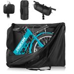 Folding Bike Travel Bag Waterproof,20inch Portable Folding Cycling Bags，Multifunctional Bicycle Carrying Transport Case with Strong Webbing for Airplane Car Shipping,Bike Accessories with Handleba Bag