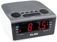 Elbe CR-932 Radio Digital Alarm Clock with AM/FM Radio Black/White