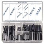 Spring Steel Slotted Spring Pin Assortment (300 Pieces), Plain Finish, Inch, with Case