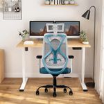 CELLBELL C190 Berlin Office Chair, High Back Mesh Ergonomic Home Office Desk Chair (White - Blue)