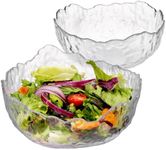 Navaris Glass Salad Bowl Set - Decorative 2-Piece Dish Set (Large, Extra Large) - Perfect for Desserts, Fruit, Punch, and Trifle - Mixing & Serving Bowls for Hot & Cold Food