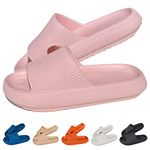 HOPEME Cloud Sliders Women Men Cushiony Slippers with Thick Outsole, Anti-Slip and Waterproof Pillow Sliders for Bathroom, Pool and Outdoor, Pink 5.5-6.5