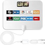 4K Amplified HD Digital TV Antenna Long 1000 Miles Range Smart TV Indoor Support 4K 1080p Fire TV Stick and All Older TVs 360° Signal Reception Switch Signal Booster with HDTV Coax Cable 17ft-White