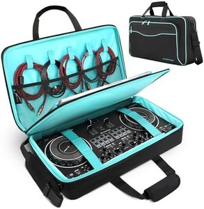 AUROTIER DJ Bag for DDJ-FLX4/DDJ 200/DDJ 400/DDJ REV1, Padded DJ Controller Crossbody Bag with 4 Pockets for 17.3 Inch Laptop, Cables, DJ Mixer Case with Adjustable Shoulder Strap for DJ Equipment