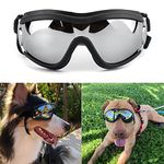 Qpets Adjustable Dog Goggles Sunglasses For Outdoor Walking, Windproof Dustproof Goggle For Dogs Uv Protection Color Reflective Goggles For Medium Or Large Dog Fun Goggle For Dogs Black