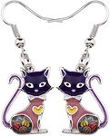 DUOWEI Enamel Cute Bow-knot Kitten Cat Earrings Charms Cat Jewelry Dangle Drop for Women Girls Teens Birthday Holiday Gifts, enamel Zinc, Sandstone