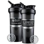 BlenderBottle Classic V2 Shaker Bottle Perfect for Protein Shakes and Pre Workout, 28-Ounce, Black, 2 Pack
