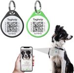 (2 Pack) QR Code Pet ID Dog cat Tags for Collar Personalized for Pet Online Profile - Scan QR Receive Instant Pet Location Alert Email, Anti-Lost,No Subscription fees (Black & Green, for Dog - 1.2")