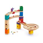 Hape E6021 Quadrilla Race to the Finish, Wooden Marble Run - 58 pieces, Educational Construction Toys for 4 Years and Up