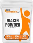 BulkSupplements.com Niacin Powder - Vitamin B3 Supplement, Niacin 500mg - Niacin Flush Powder, Niacin with Flushing - Gluten Free, 500mg of Vitamin B3 Niacin per Serving, 250g (8.8 oz)