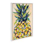 Kate and Laurel Sylvie Pineapple Study No 2 Framed Canvas Wall Art by Rachel Christopoulos, 23x33 White, Tropical Colorful Abstract Wall Art