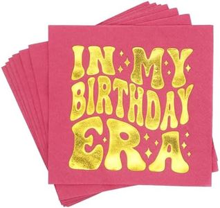 In My Birthday Era Napkins,Hot Pink Birthday Napkins for Girl Women Birthday Party Decorations,In My Birthday Decorations for Her Girl Women Pink Birthday Party Decorations(5 x 5 In,Gold Foil,50-Pack)