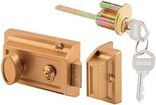 Prime-Line Products U 9967 Night Latch and Locking Cylinder, Brass Painted Diecast