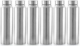 STEEPLE Stainless Steel Fridge Water Bottle/Refrigerator Bottle 1000 ml Bottle (Pack of 6, Steel/Chrome, Steel)