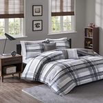 Intelligent Design Rudy Cozy Comforter Casual Cabin Lodge Plaid Design, All Season, Hypoallergenic Cover, Soft Bedding Set with Matching Sham, Decorative Pillow, RBlack Full/Queen