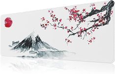 EFISH Japanese Cherry Blossom White Mouse Pad (31.5 × 11.8 × 0.12 inch) Extended Large Mouse Mat Desk Pad, Stitched Edges Mousepad,Non-Slip Rubber Base,Gaming Mouse Pad XL