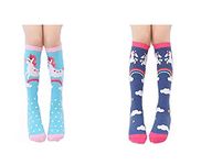 El Regalo 2 PCs Girls Knee High Socks Cartoon Unicorn Patterns Cotton Over Calf Socks- Unicorn Girls Socks Stocking (Option-3)