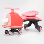 Baybee Nord Kids Magic Swing Cars for Kids, Twister Ride on Toy Kids Car with Flashing LED PU Wheels, Music & Light | Push Ride on Baby Car | Magic Car for Kids 3 to 8 Years Boys Girls (Dark Pink)