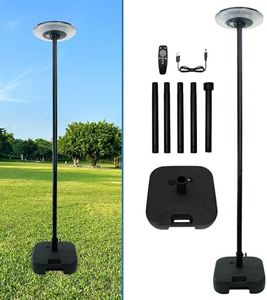 Solar Portable 3 Color Ambiance Outdoor Post Light with 92 inch Pole, Movable Motion Sensor Street Lamp, Features DC Charging Port & Remote Control, Dusk to Dawn,Use for Courtyards,Camping, parties
