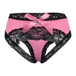 CITUYER Women Sexy Lace Panties Underwear with Cute Bow Midnight Lingerie Briefs （Pink-M）