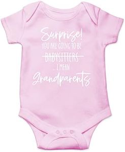 CBTwear Surprise Your Going to Be Grandparents - Cute Infant One-Piece Baby Bodysuit, Pink, 6 Months