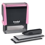 Trodat Printy 4913 Custom Stamp - DIY Self Inking Stamp Personalised by You - Pastel Rose - Can Be Changed Multiple Times - Black Ink - Impression Size 57 x 21mm - Max 6 Lines of Text, Pastel Pink