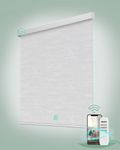 Yoolax Motorized Blinds with Remote, Blackout Smart Blinds for Windows Work with Alexa Google via Hub, Cordless Automatic Roller Shades Custom Size (1 + White)