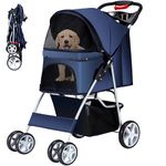 Azaeahom Folding Dog Stroller, Navy Blue