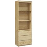 HOMCOM 180cm Tall Bookcase with Storage, Free Standing Bookshelf with 3 Shelves and 3 Drawers, Display Cabinet for Living Room, Home Office, Bedroom, Oak Wood Effect