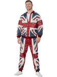 Smiffys Union Jack Leisure Suit with Jacket and Trousers, Vintage Style Print, Union Jack Fancy Dress, Union Jack Dress Up Costumes