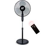 NETTA Pedestal Standing Floor Fan – 16 Inch, 3 Speed Settings, with 7-Hour Timer, Remote Control, Oscillating Function and Adjustable in Height – 40W – Black