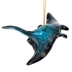 Christmas Ornaments - Home Decor - Hand-Painted Blue Sea Turtle - Best for Tree Hanging, Bathroom Decorations, Stocking Stuffers, Scuba Lovers and Ocean Enthusiasts (Manta Ray)