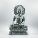 VintageBihar Handcrafted Soft Stone Buddha Idol in Bhumisparsh Mudra - Ideal for Home and Garden Decor