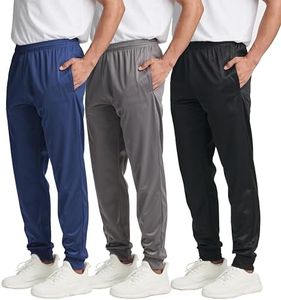 3 Pack: Mens Sweatpants Joggers Sweat Track Pants Warm Soft Active Athletic Workout Gym Apparel Training Fleece Lined Tapered Tricot Sports Running Casual Pockets Cuffed Jogging - Set 4, 3X