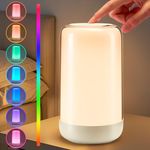 COOLNIGHT Touch Lamps Bedside Lamps, RGB Color Changing Rechargeable Table Lamp,Dimmable Night Light Kids,1800mah Rechargeable Lamp Battery Operated Lamp,Bedside Light Battery Lamps for Bedroom Lamp