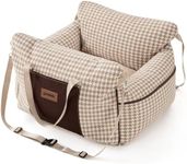 ZOMISIA Dog Car Seat for Small Dogs - Waterproof Pet Booster Seat for Car with Clip-On Safety Leash, Soft Travel Carrier for Puppy up to 25 lbs, Memory Foam Filling & 2 Adjustable Buckles Houndstooth