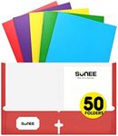 SUNEE Folders with Pockets 3 Hole Punched(50 Pack, Assorted Colors), 2 Pocket Folders Fit Letter Size Paper, Paper File Folder for School Office Home Bussiness