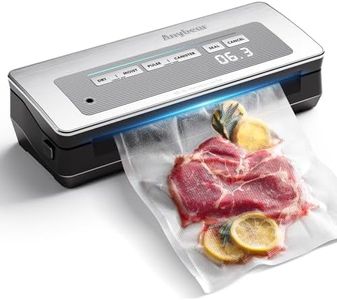 Vacuum Sealer Machine, Anybear Powerful 90kPa 120W Wide Seal Food Sealer with Bags Storage and Build-in Cutter | Digital Countdown Display | 2 Bag Rolls and 5pcs Pre-cut Bags (Sliver)